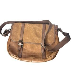 Fossil Graham Leather Messenger Bag Cognac Brown